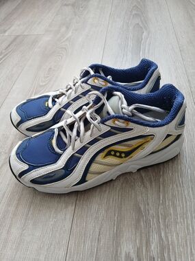 Saucony Grid Navy, White & Yellow Athletic Sneakers